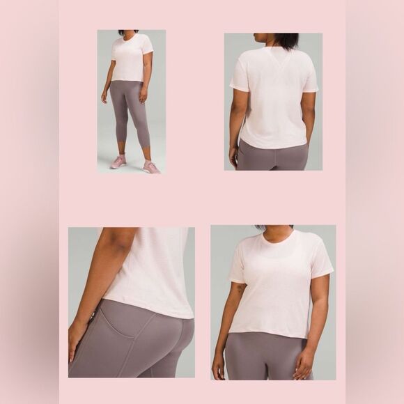 Lululemon Light Pink Train To Be Seamless Short Sleeve Cropped Tee - Picture 1 of 5